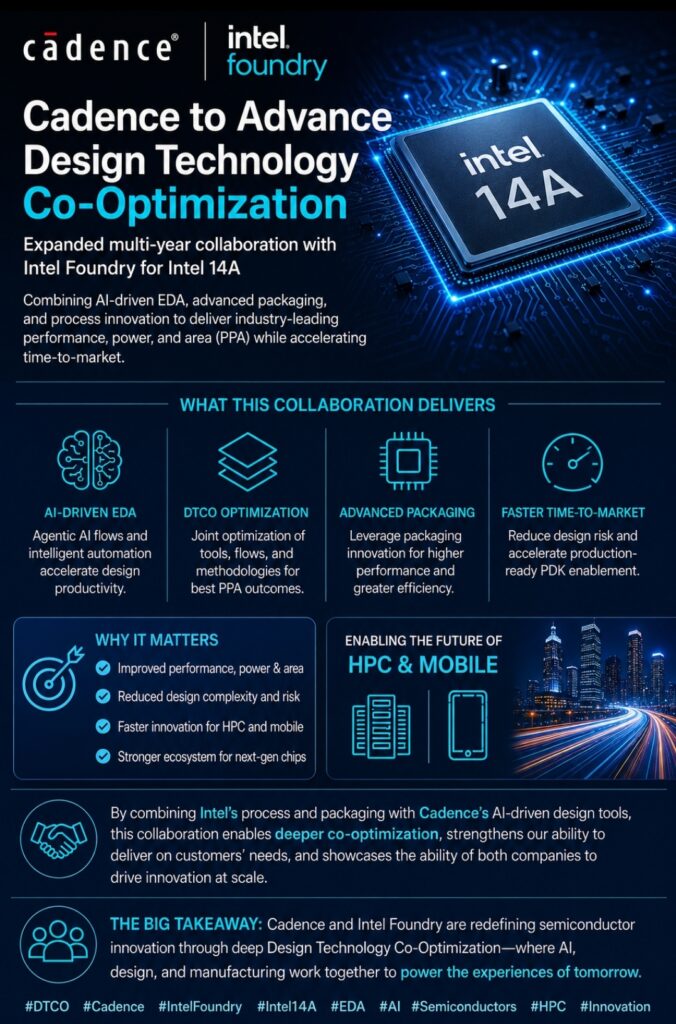 Cadence to Advance Design Technology Co-Optimization for Intel 14A as AI Reshapes Semiconductor Design